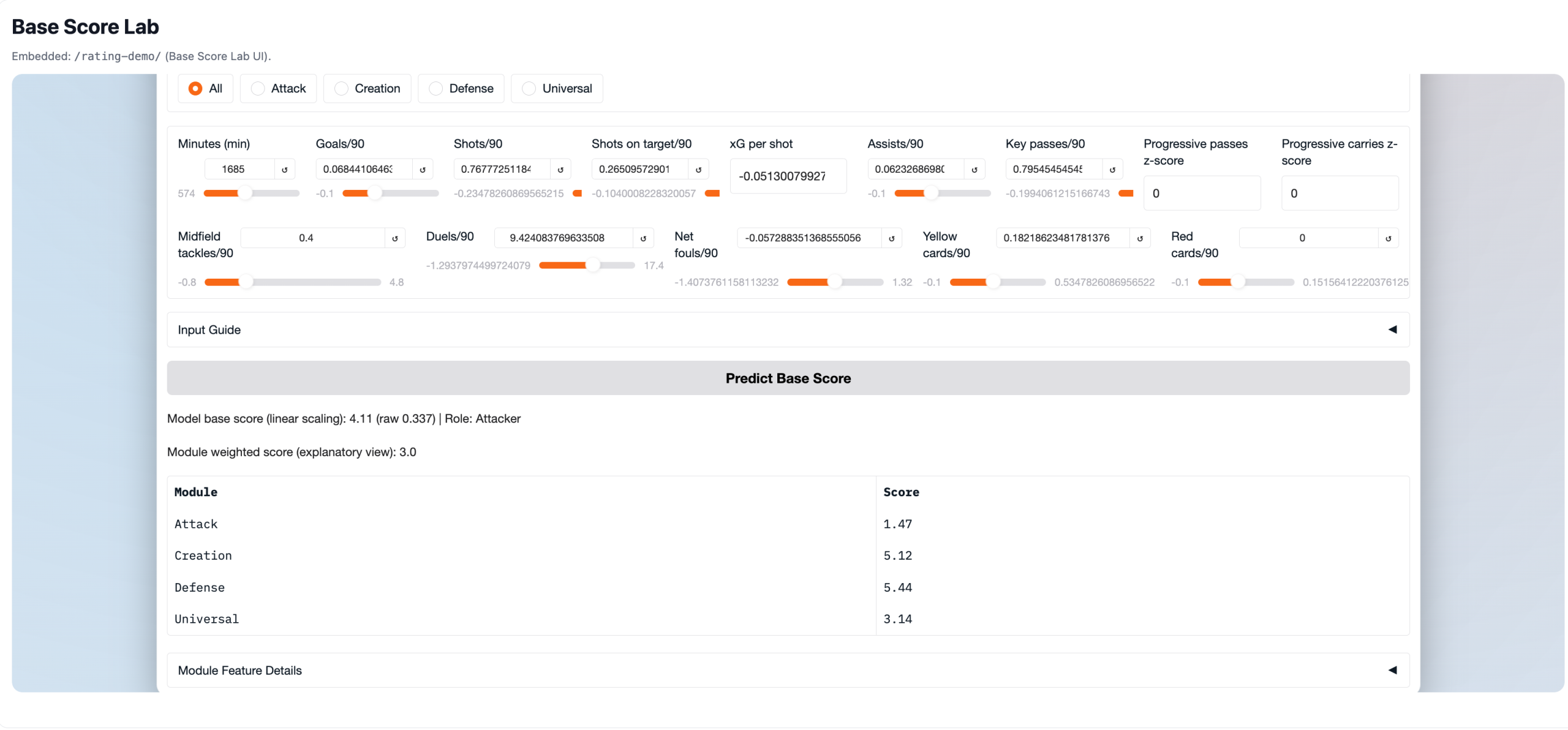 Athlemetrics Base Score Lab Interface